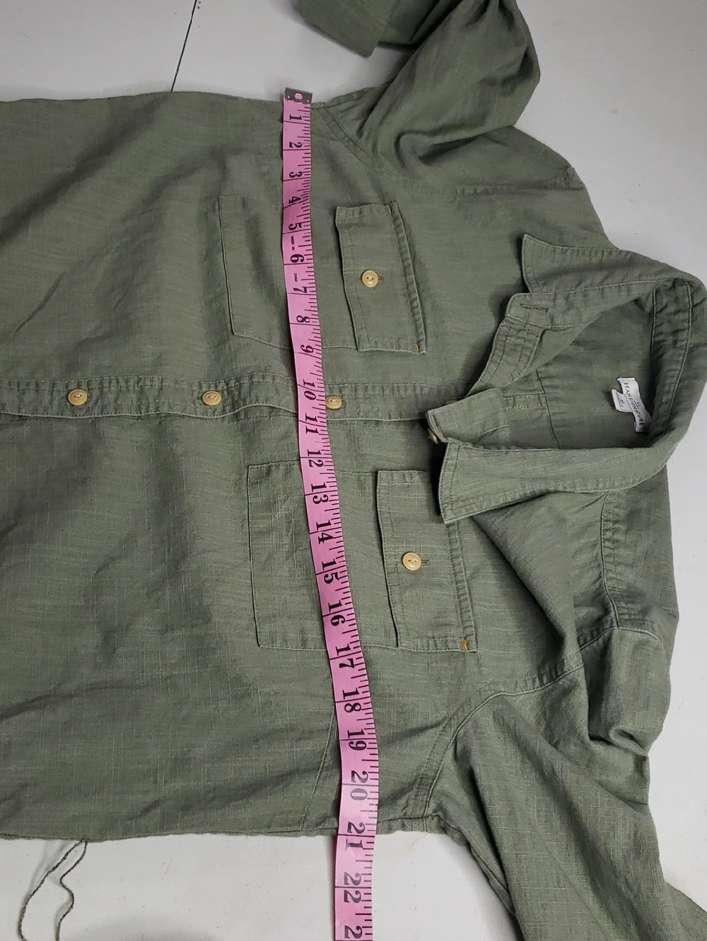 LL Bean Signature 100% Cotton Camp Button Front Shirt Dress Size M Olive Gray - Picture 13 of 16